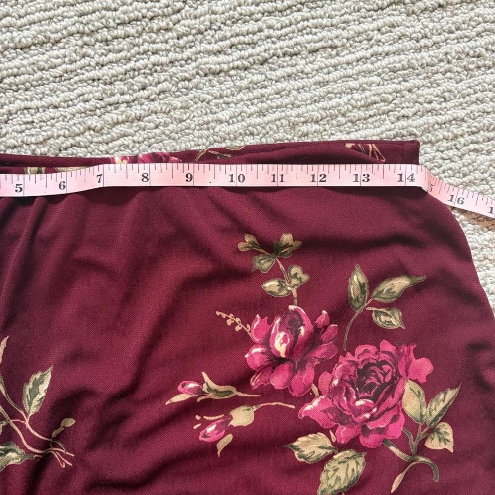 Jaclyn Smith Floral Maxi Skirt Burgundy 90s M Medium Whimsigoth Grunge Vintage - Picture 6 of 7